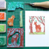 Handgemaakte blockprint 'Hertje met jong', gelimiteerde oplage - Afbeelding 2