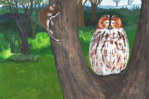 Artprint 'De bosuil', A2-formaat