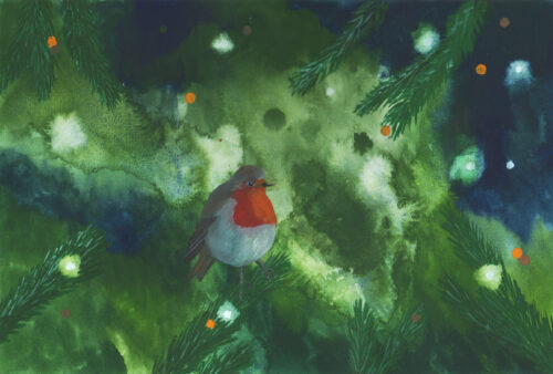 Kerstkaart 'Roodborstje' - Afbeelding 2