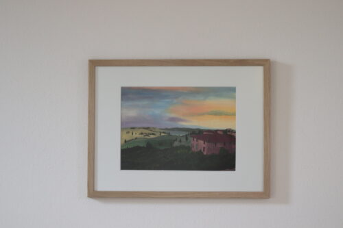 Hoge kwaliteit artprint van gouacheschilderij 'Toscane', met eiken lijst - Afbeelding 3