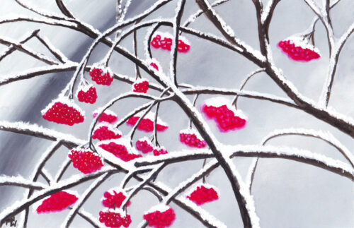 Kerstkaart 'Besneeuwde bessen', per 10 - Afbeelding 2